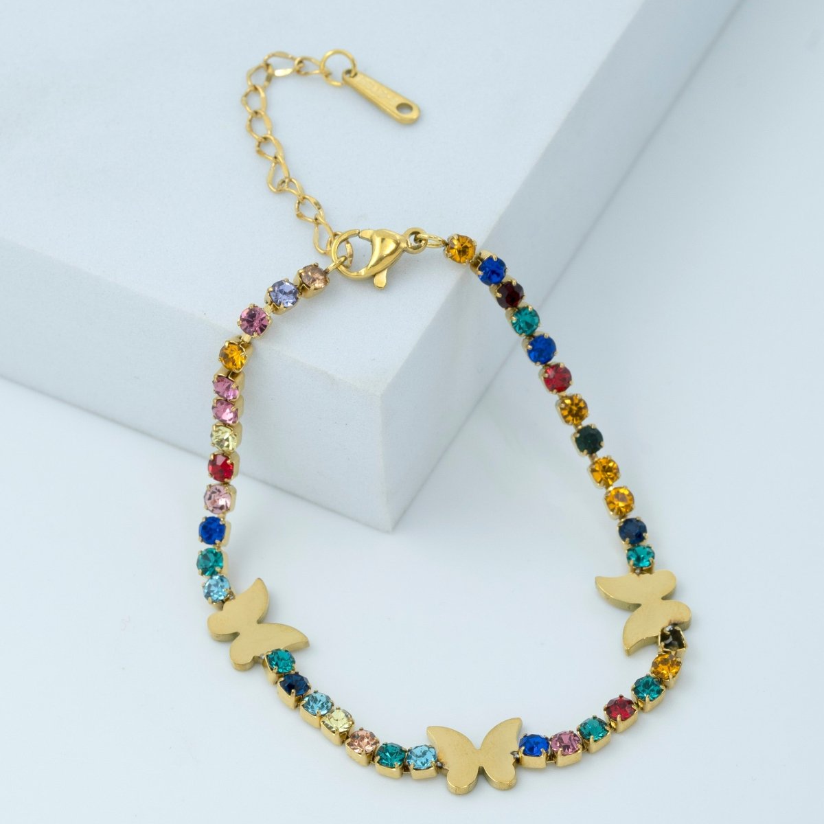 Artklim Golden Plated Multicolored Stones Butterfly Bracelet