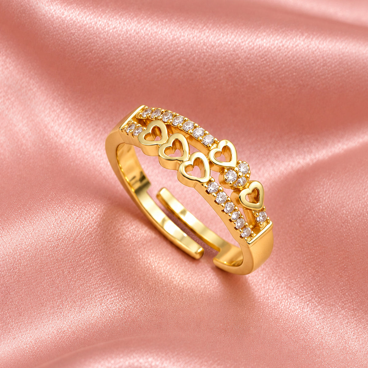 Artklim Sweet Heart Charm Gold-Tone Anti-Tarnish Ring