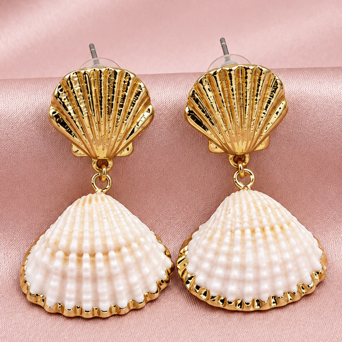 Artklim Elegant Shell Drop Gold-Tone Anti-Tarnish Earring