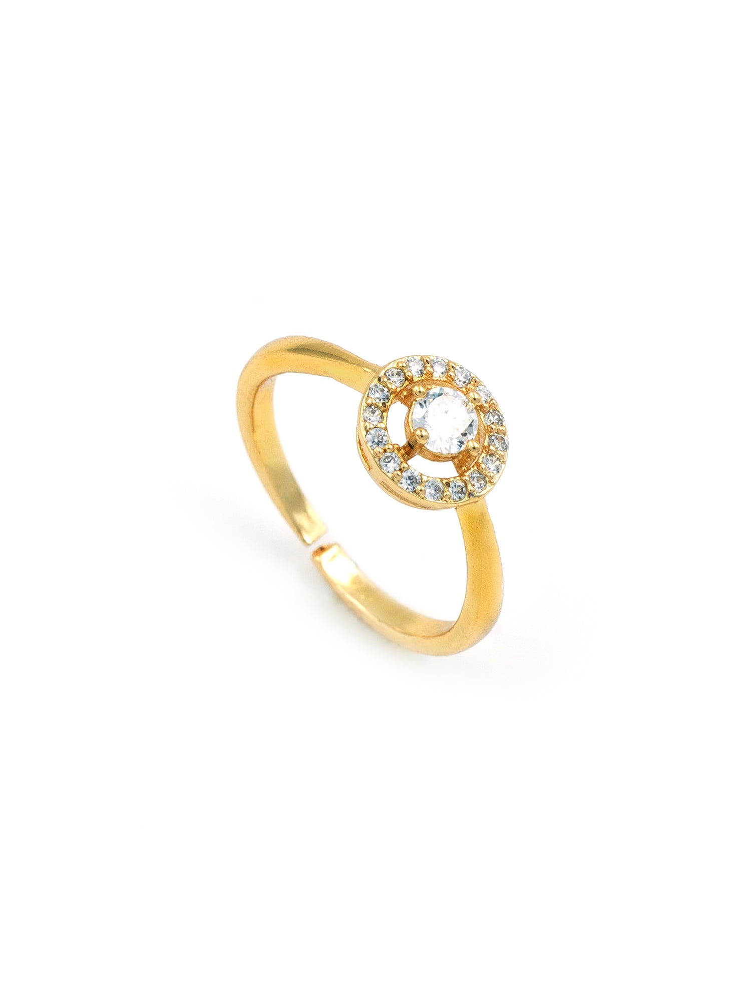 Artklim Gold-Plated Brilliant Central Gem Anti Tarnish Ring