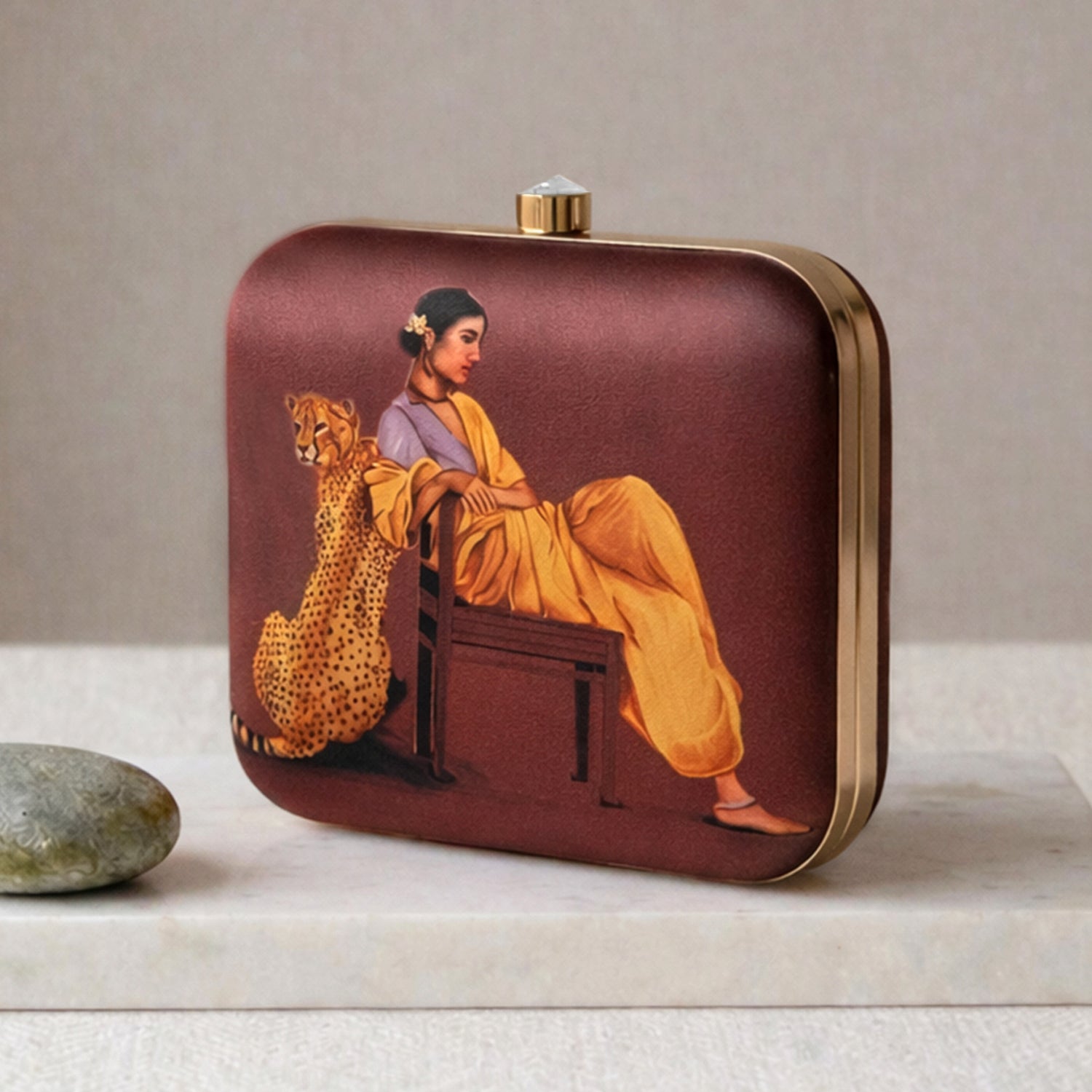 Artklim The Golden Serenity Muse Printed Clutch