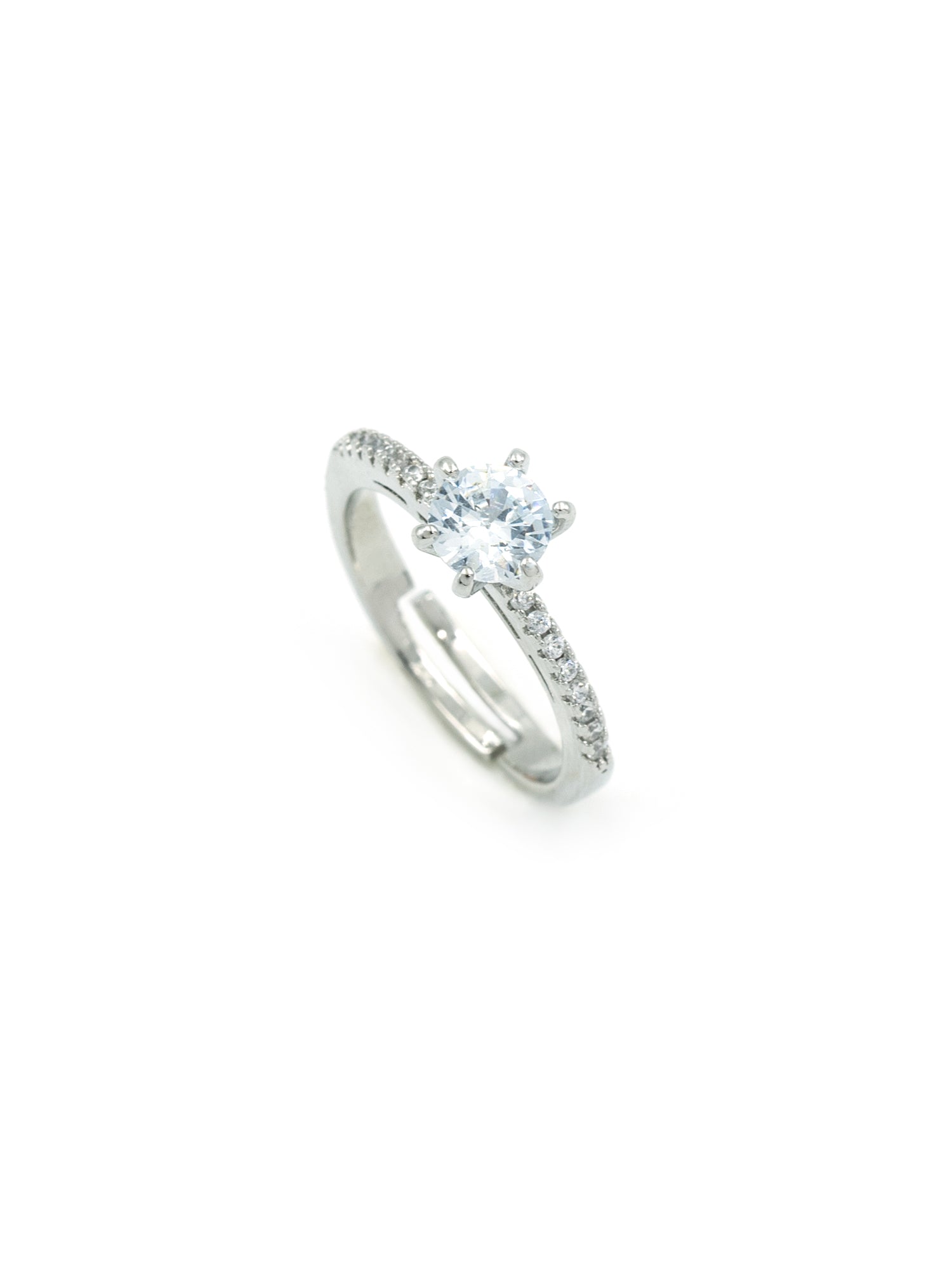 Artklim Sliver- Tone Solitaire Shine Anti-Tarnish Ring