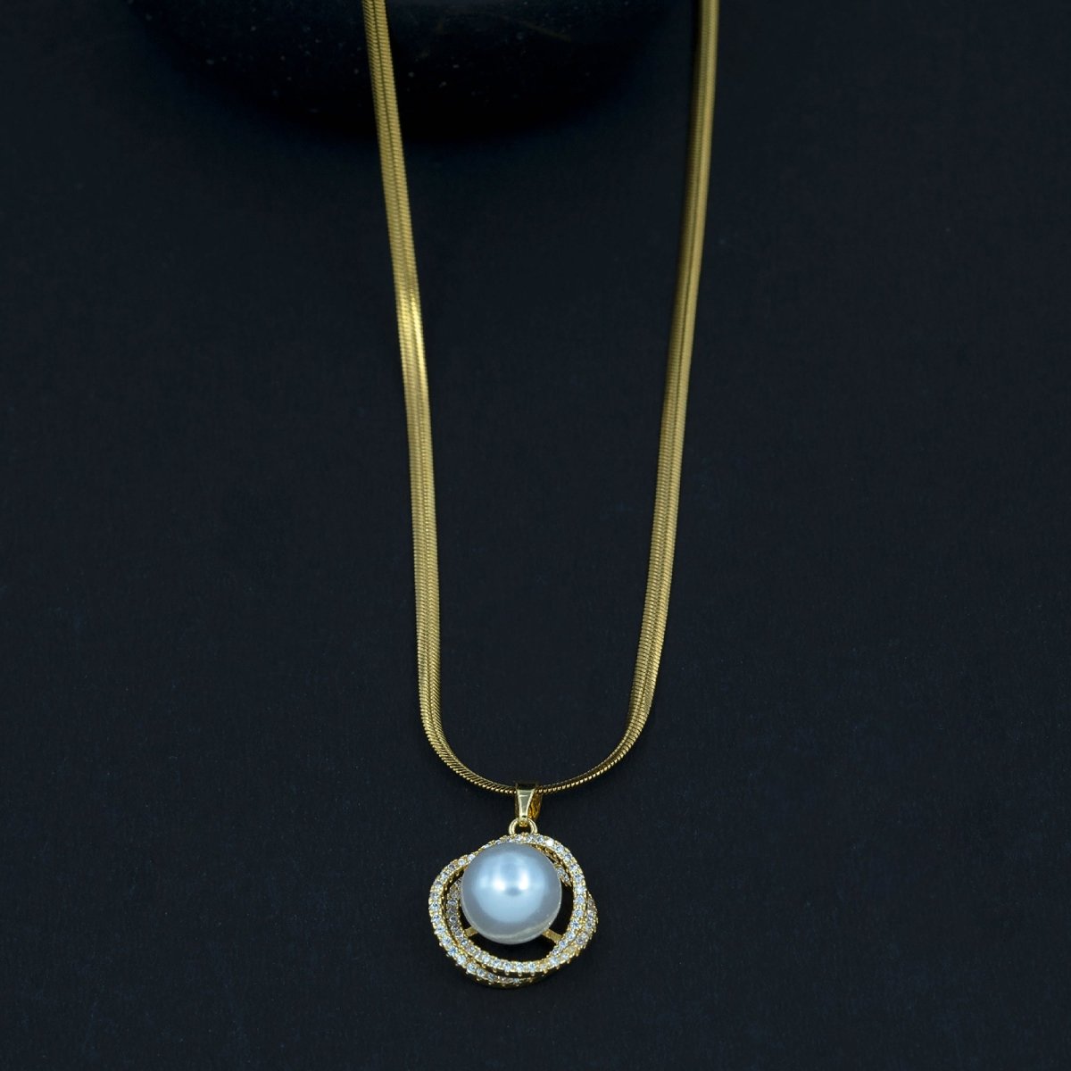 Artklim Gold Plated White Pearl Pendant Necklace