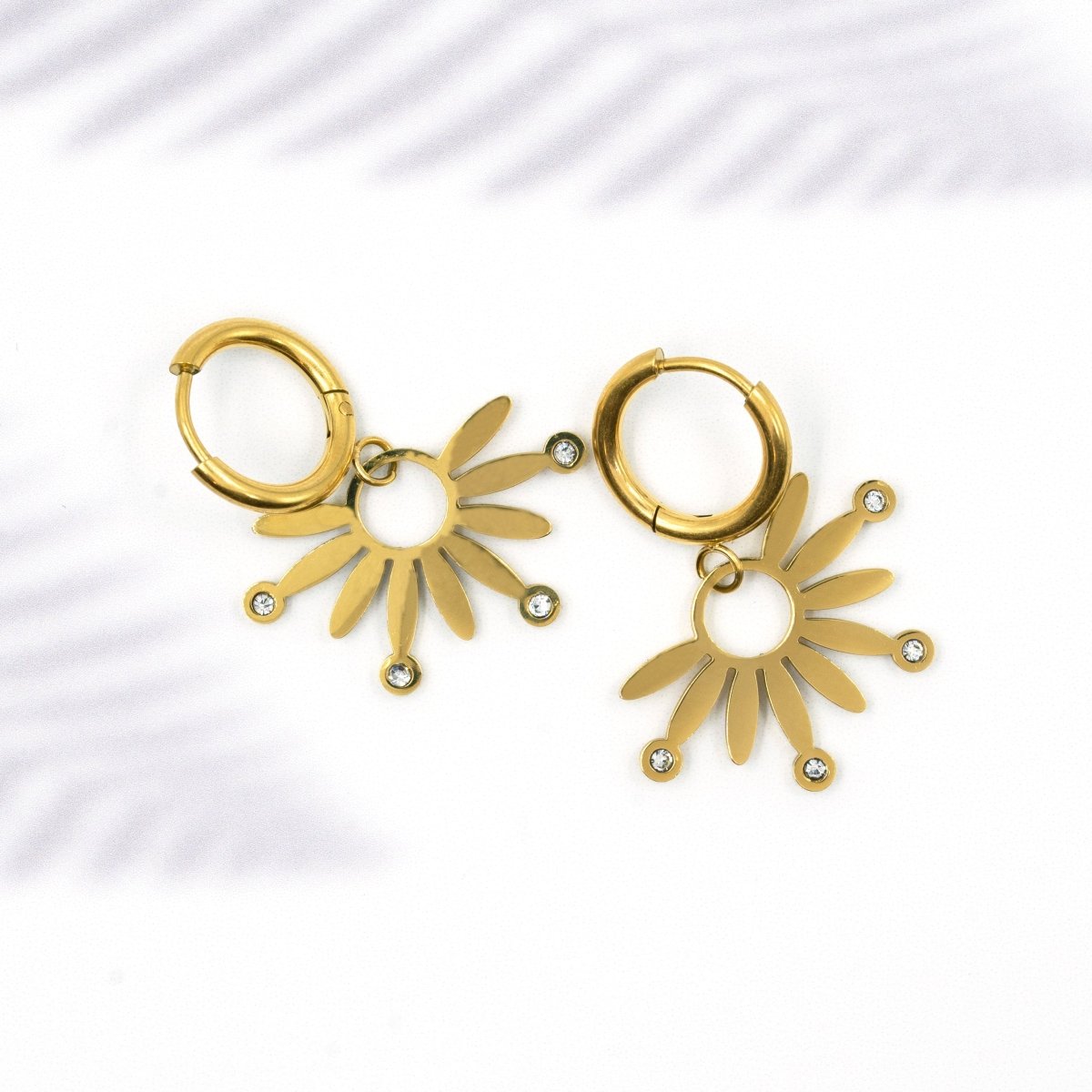 Artklim Gold Plated Half Flower Designer Hoop Earrings