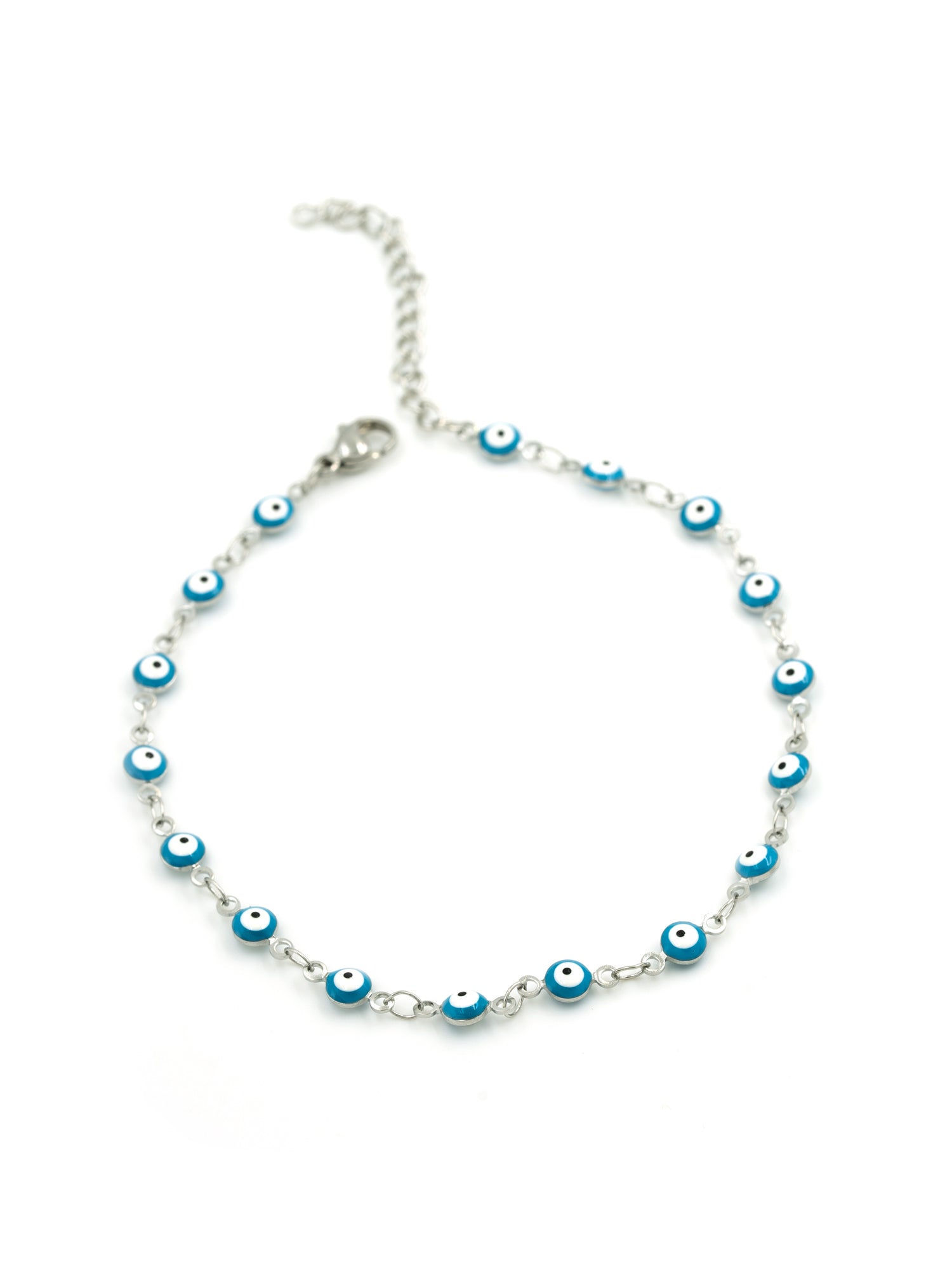 Artklim Silver-Toned Evil Eye Beads Anti Tarnish Anklet