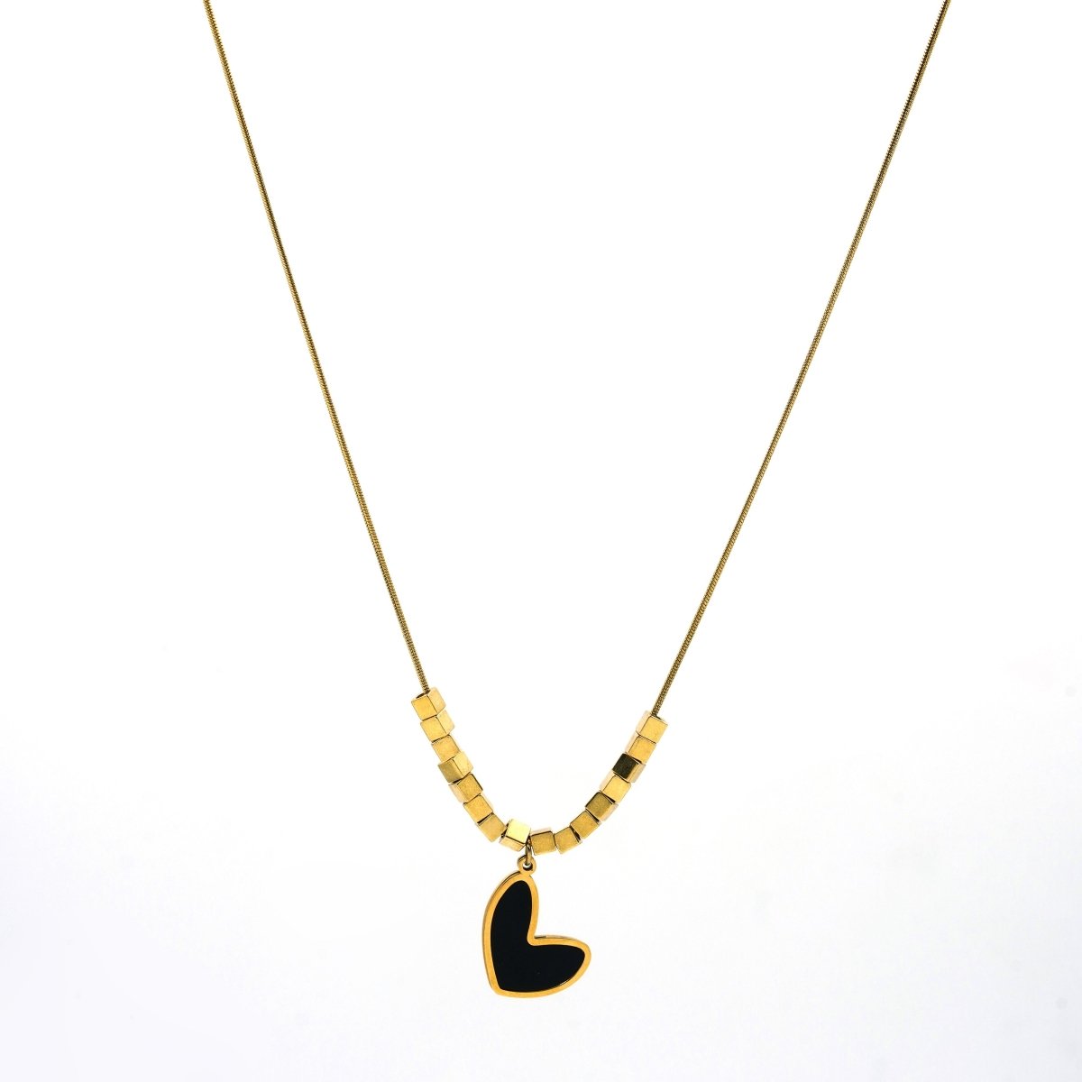 Artklim Gold Plated Black Heart Pendant Necklace