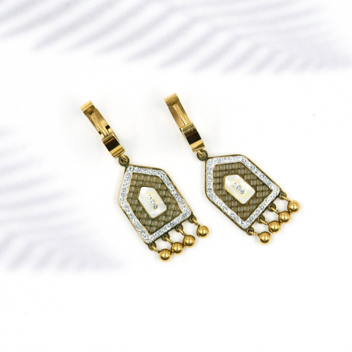 Artklim Gold Plated Geometric Pendant Hoop Earrings