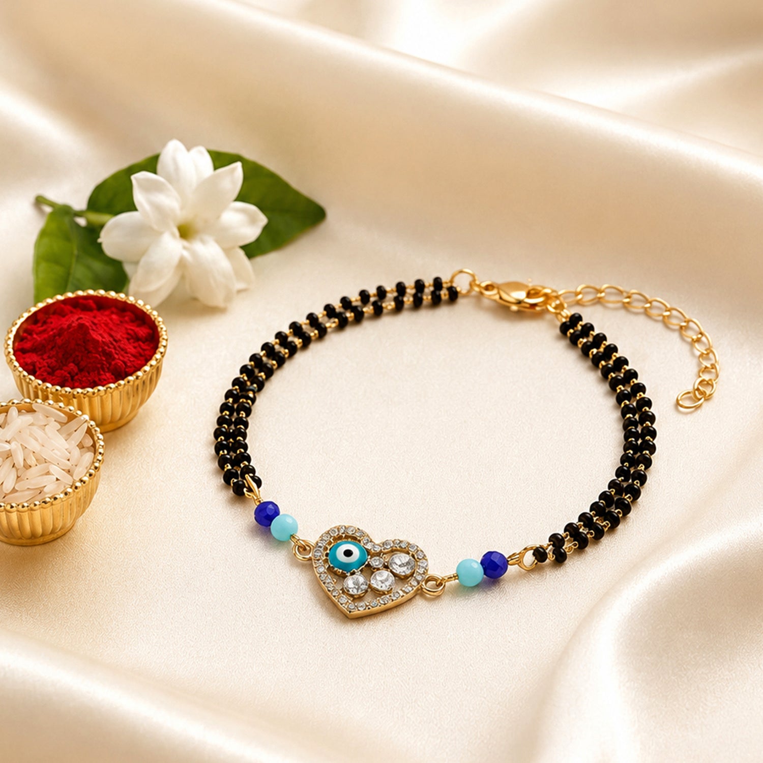Artklim Heart Evil Eye Bhaiya Bhabhi Rakhi Pair