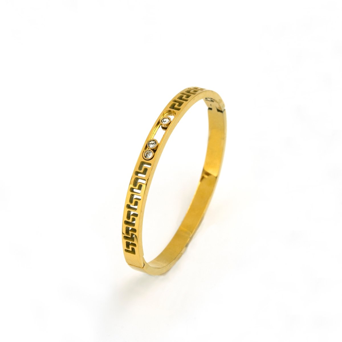 Artklim Gold Plated Greek Key Bangle Bracelet