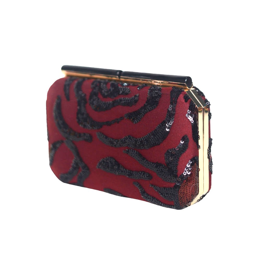 Maroon Sequence Evening Clutch