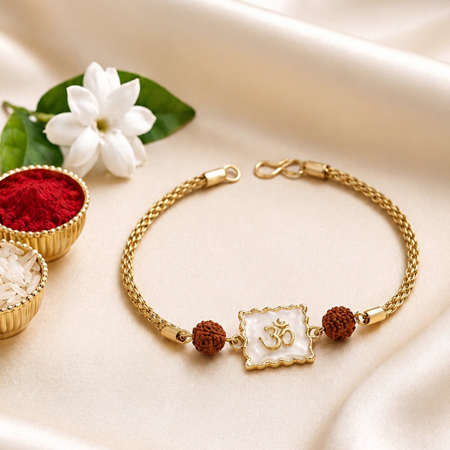 Artklim Om Rudraksha Bhaiya Bhabhi Rakhi Pair