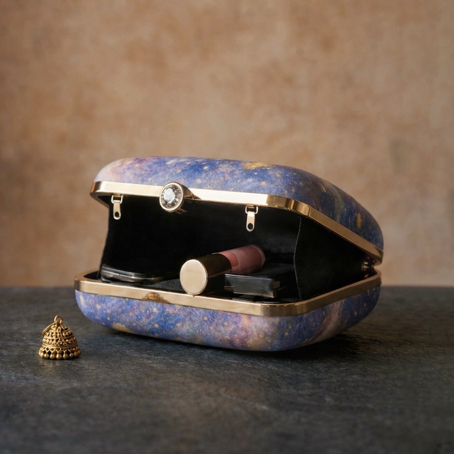 Artklim Celestial Muse Blue Printed Clutch