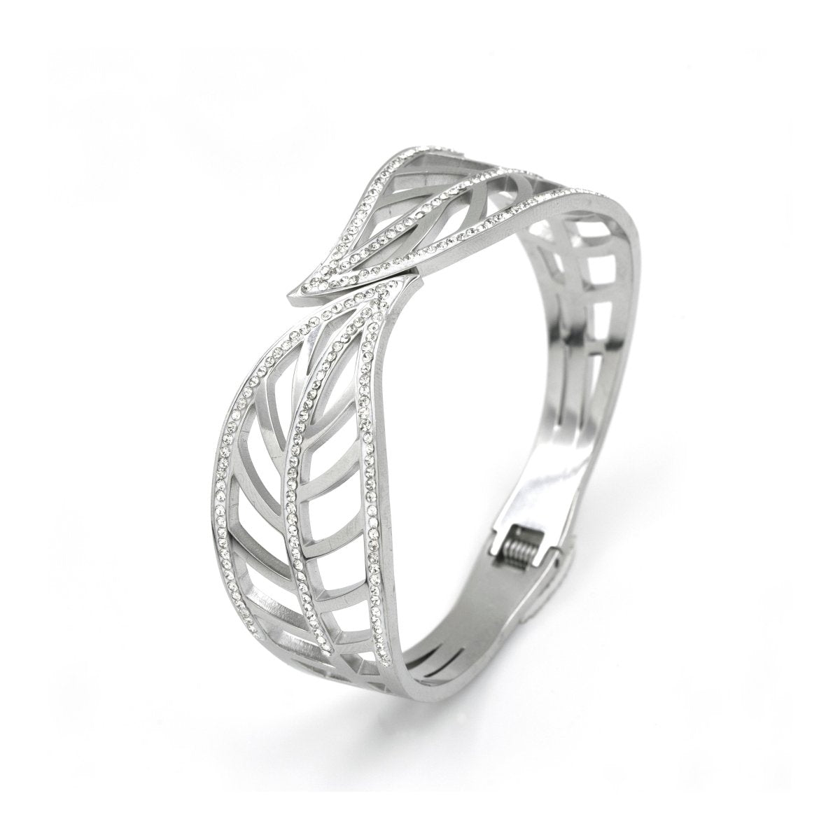 Artklim Silver Plated Studded Designer Bangle Bracelet