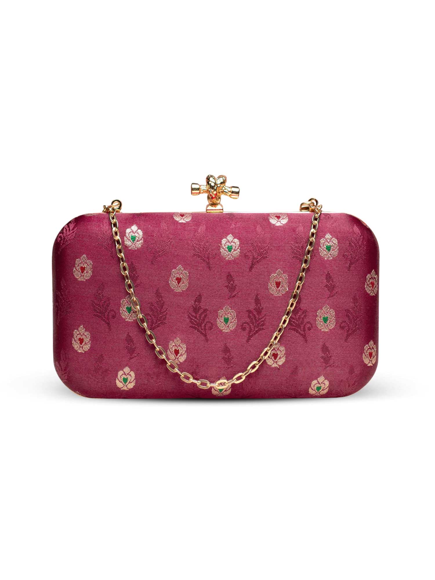 Artklim Ruby Blossom Golden Chain Clutch