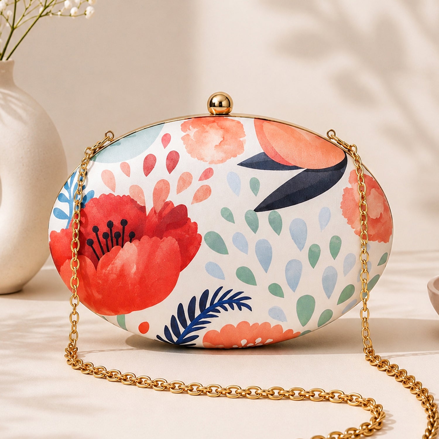 Artklim Floral Oval Pastel Clutch