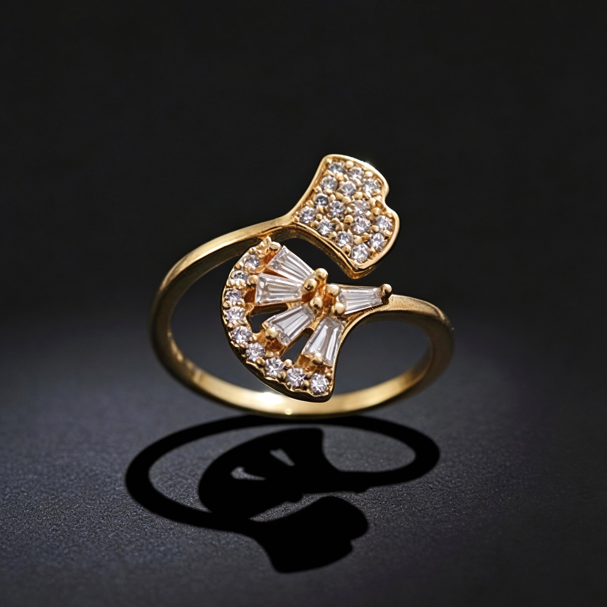 Artklim Elegant Dual Curve Crystal Anti-Tarnish Ring