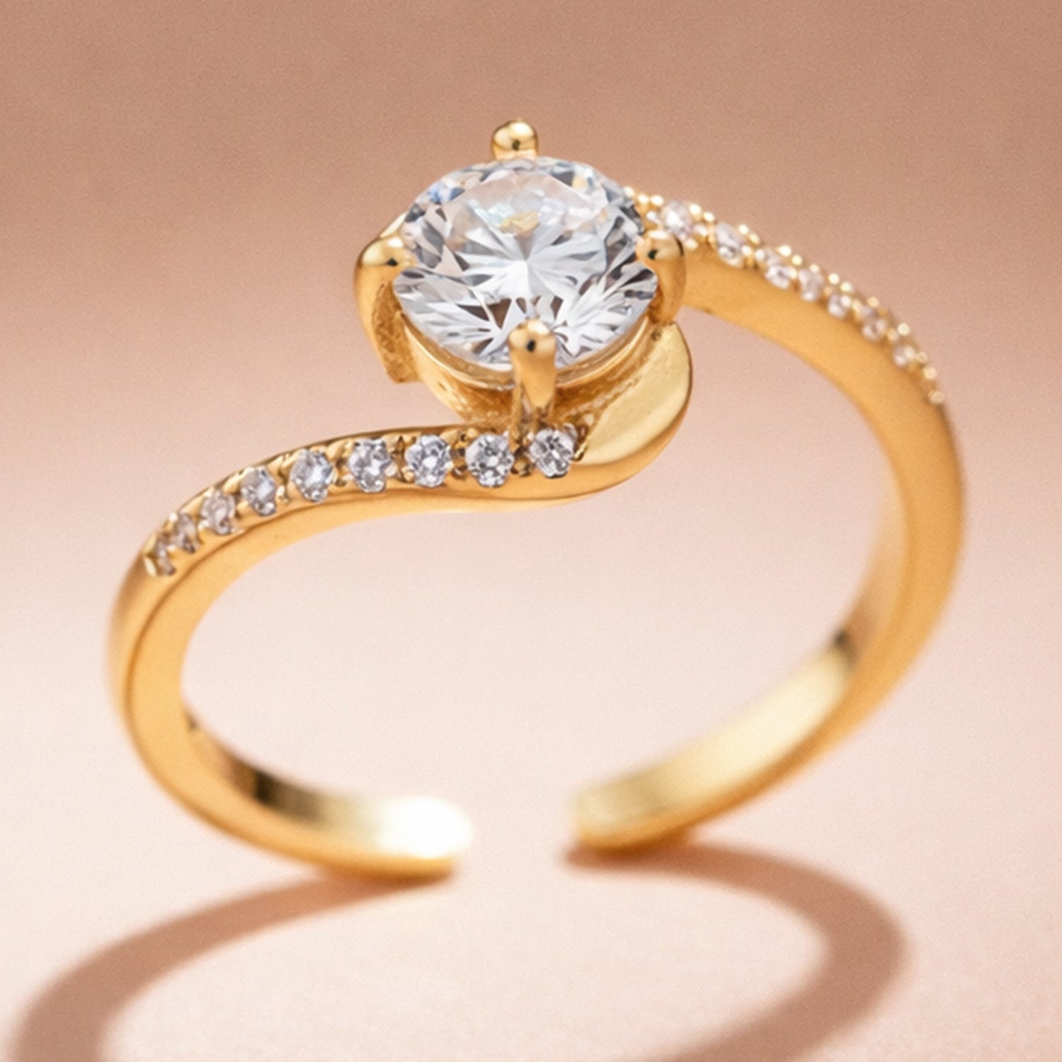 Artklim Gold-Plated Round Sparkle Anti-Tarnish Ring