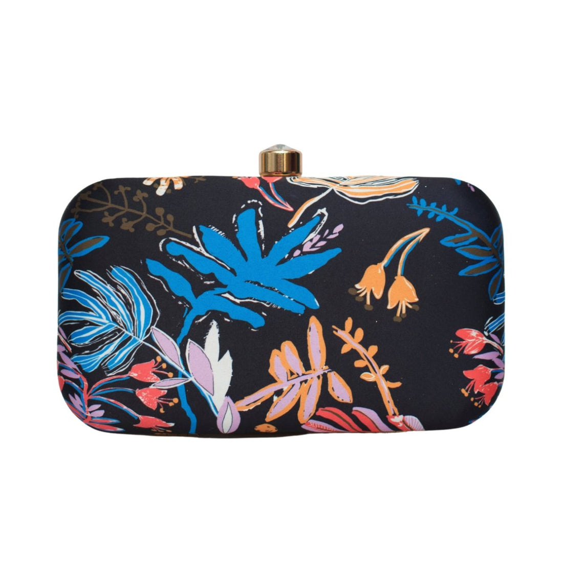 Blue Leaf Printed Clutch