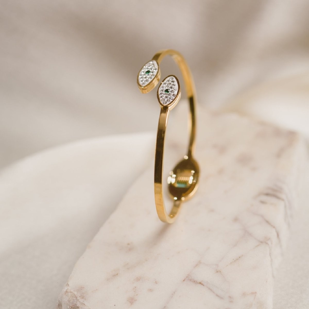 Artklim Gold Plated Evil Eye Bangle Bracelet
