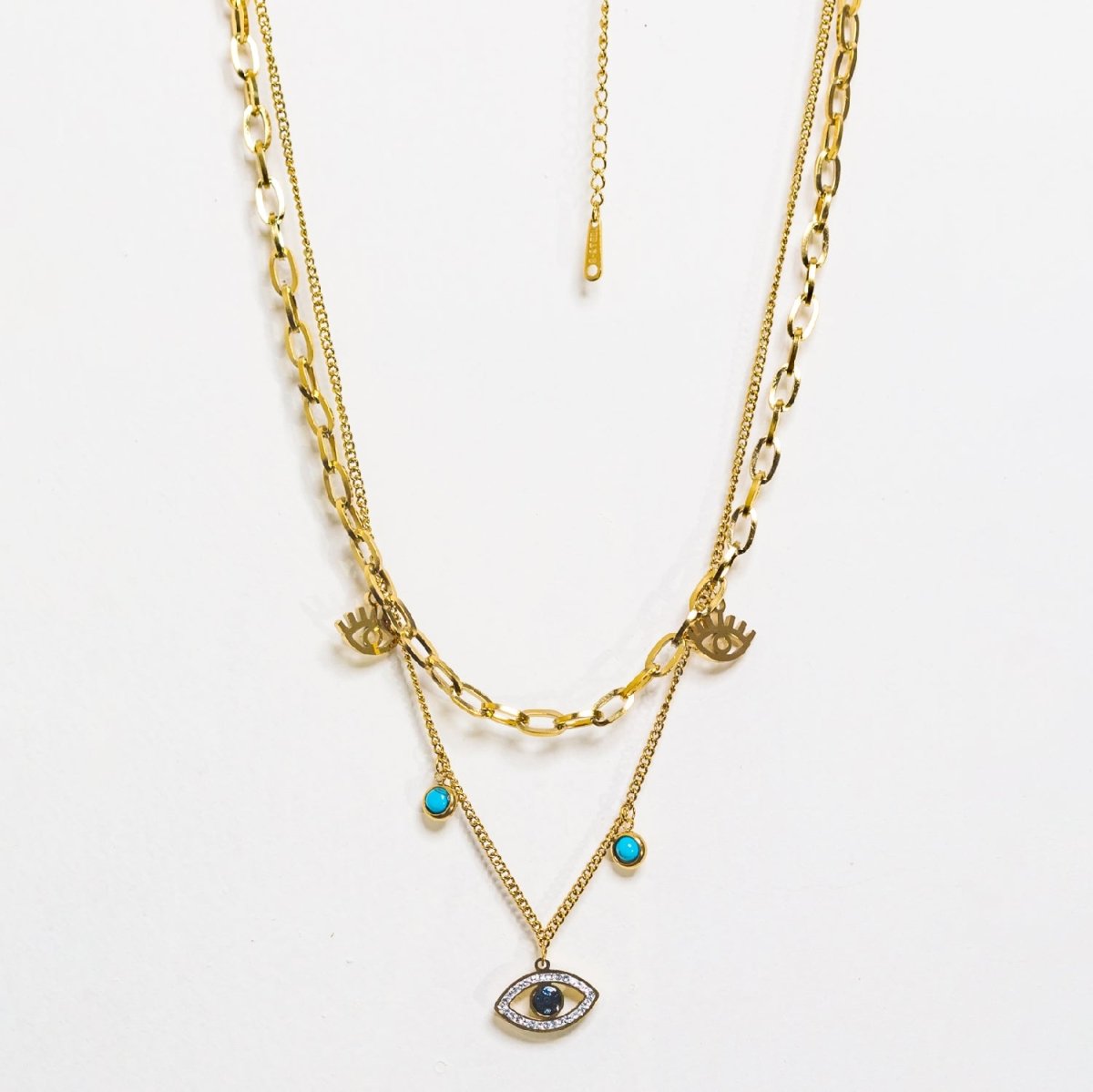 Artklim Gold Plated Evil Eye Charms Pendant Necklace