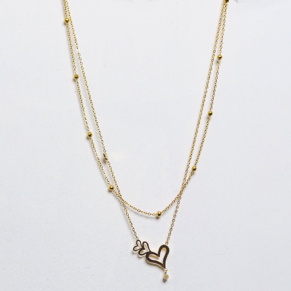 Artklim Gold Plated Double Layered Hearts Pendant Necklace