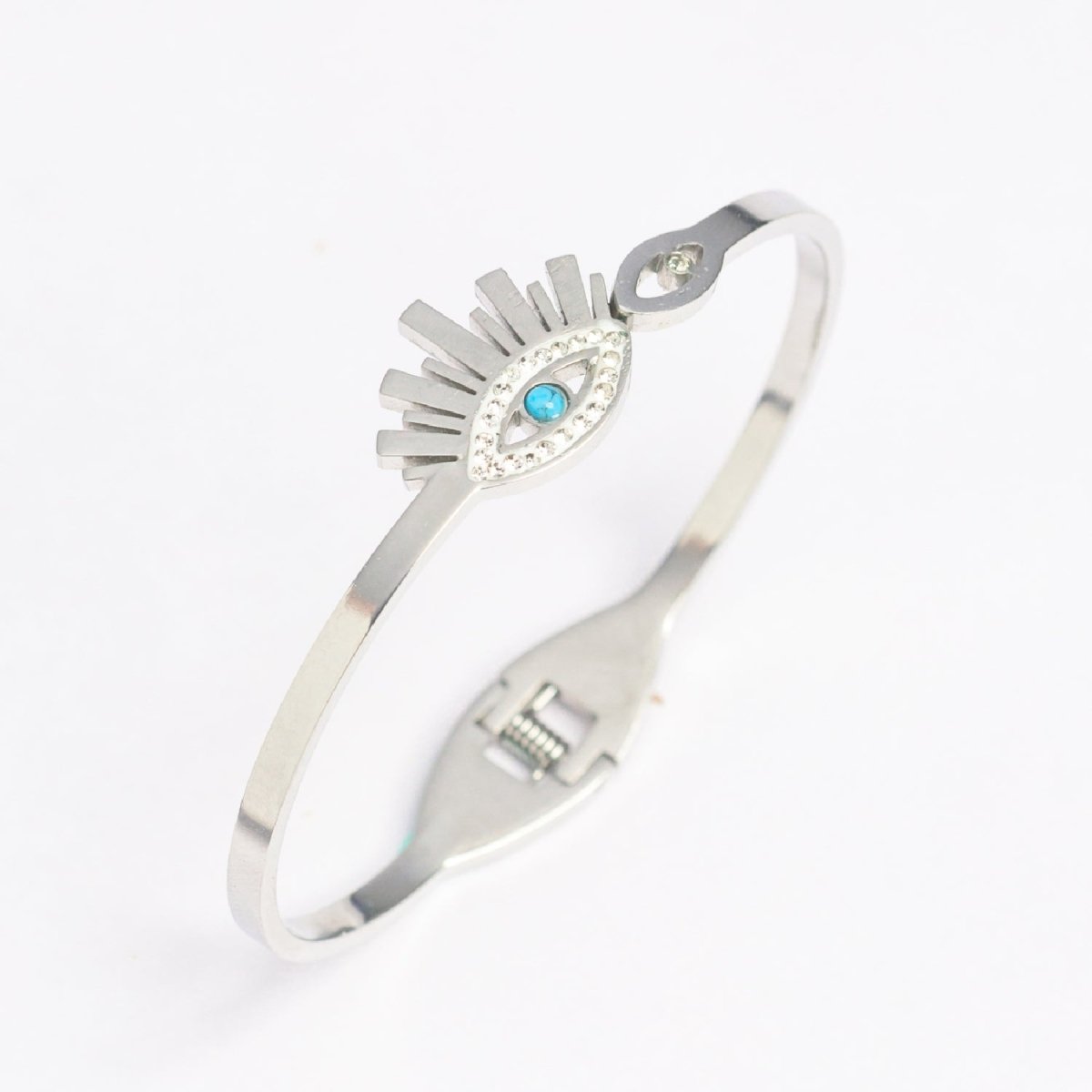 Artklim Silver Plated Evil Eye Bangle Bracelet