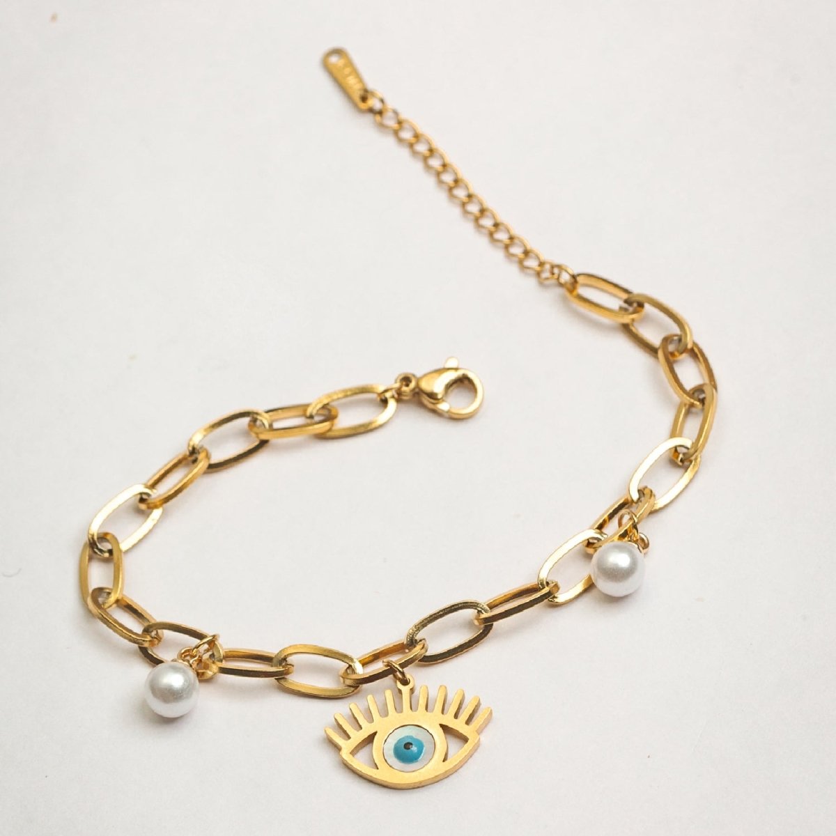 Artklim Gold Plated Evil Eye Charms Designer Bracelet