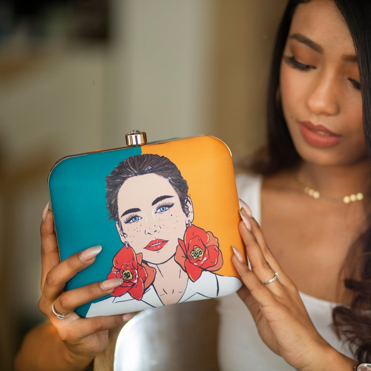 Bloom with Beauty Women Portrait Clutch in Two Shades