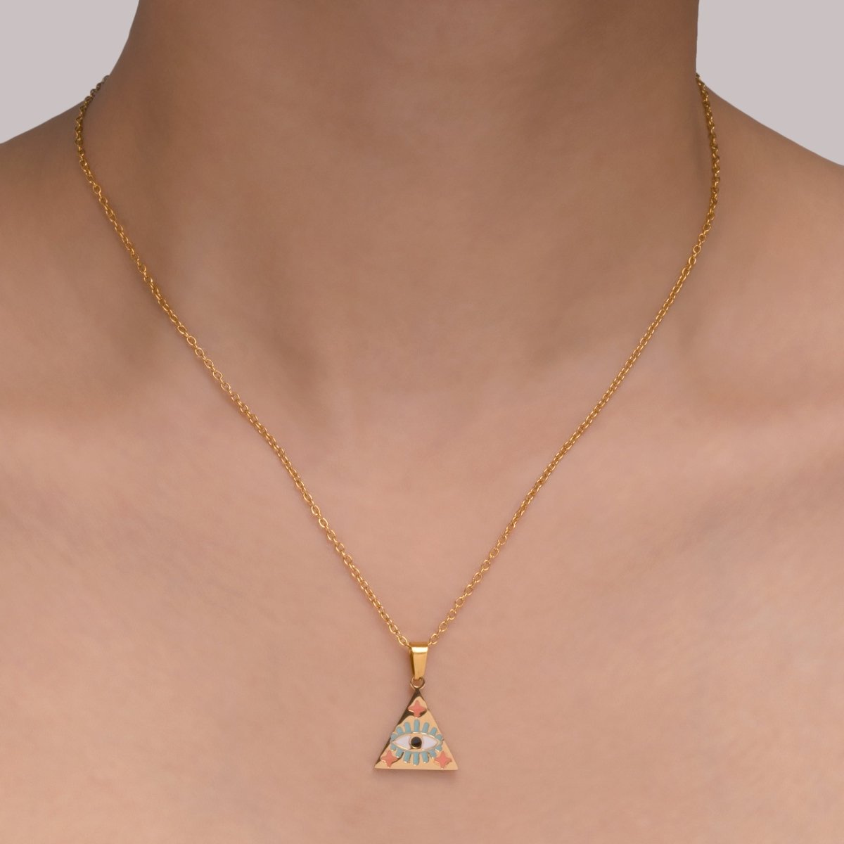 Artklim Gold Plated Mystic Evil Eye Pendant Necklace