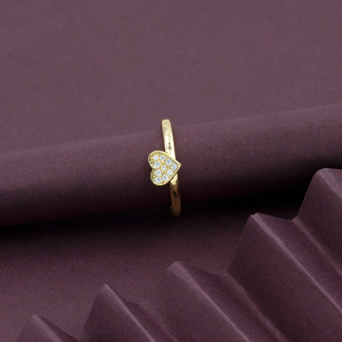 Artklim Gold Plated Heart Shape Adjustable Ring