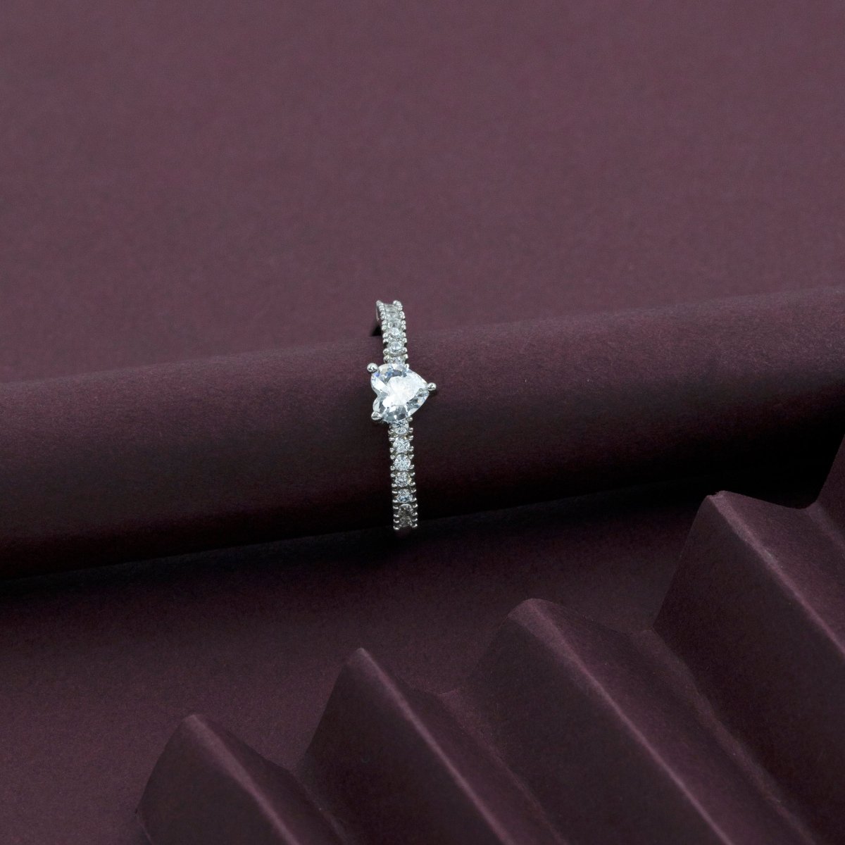 Artklim Silver Plated Solitaire Adjustable Ring