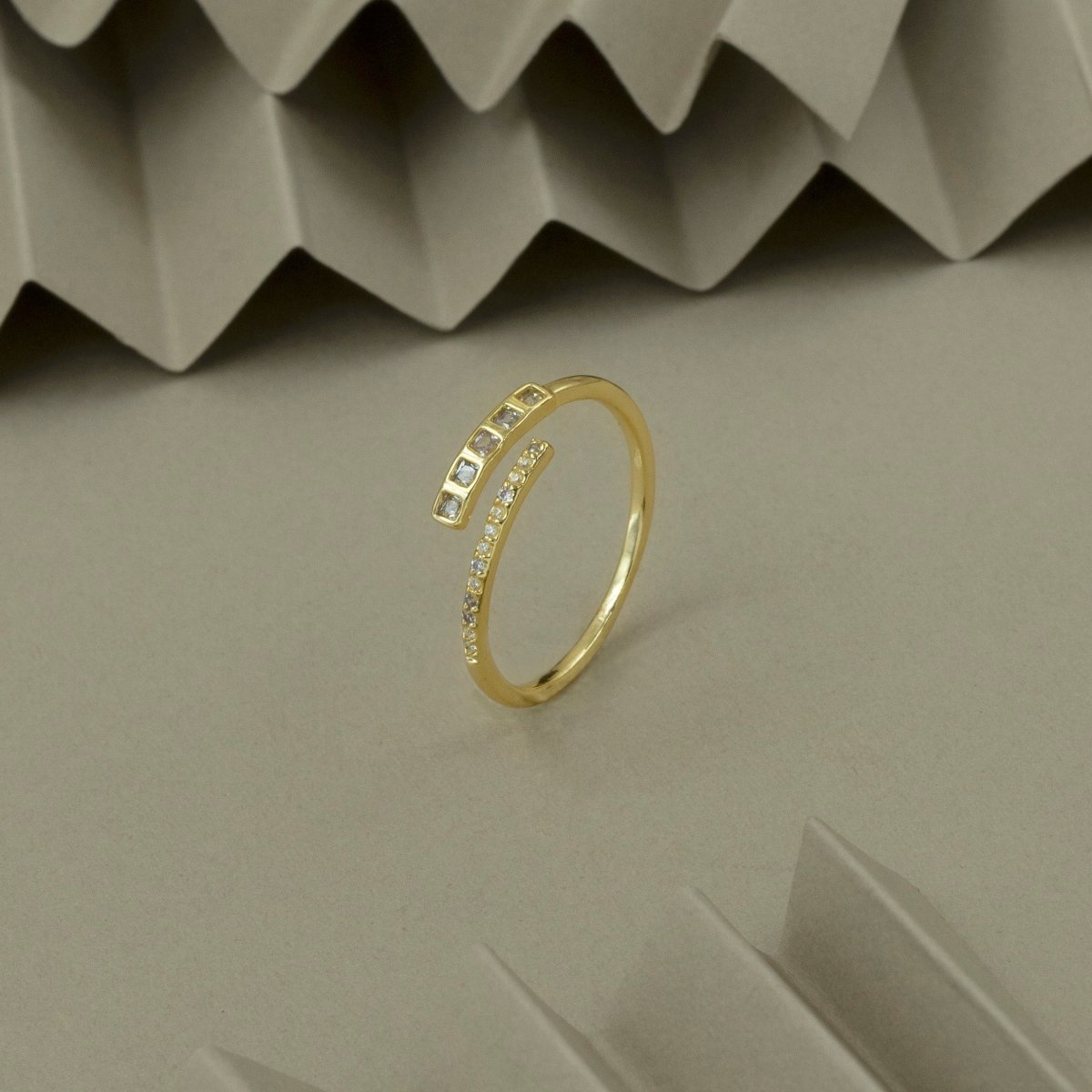 Artklim Gold Plated Spiral Open Designer Ring