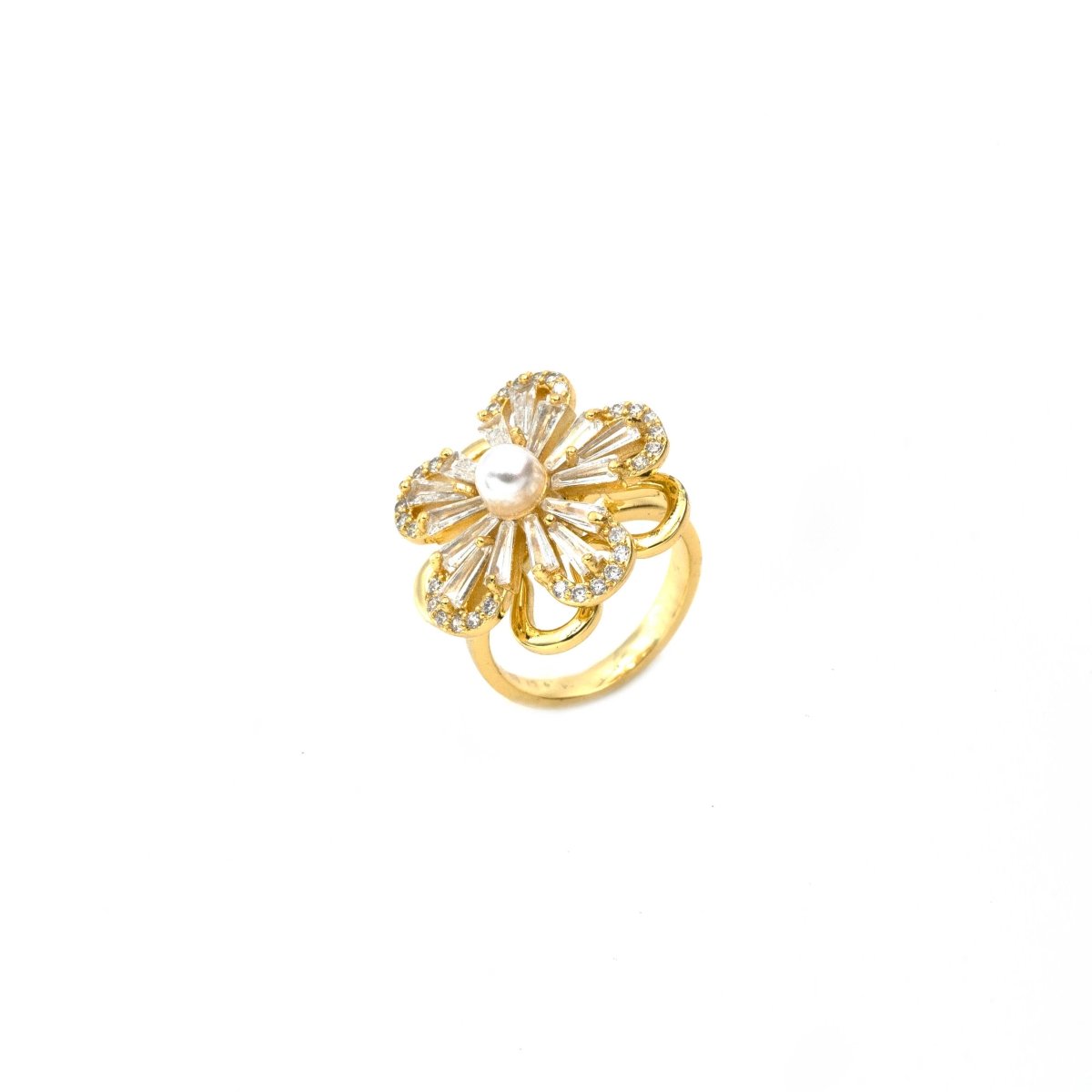 Artklim Gold Plated Rotating Clover Flower Adjustable Ring