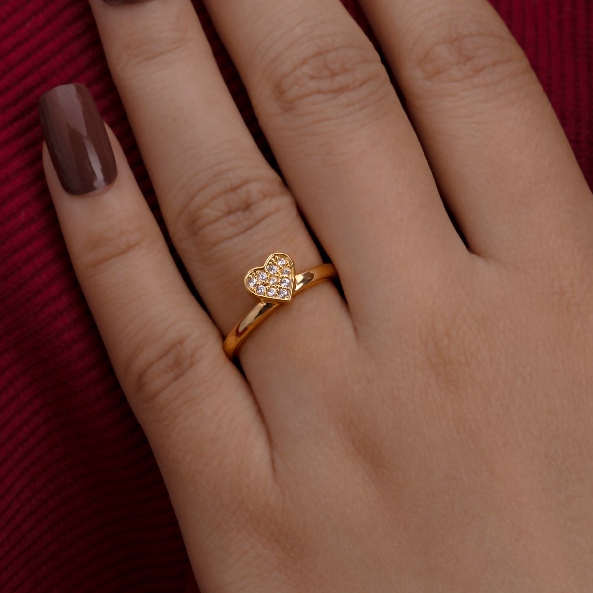 Artklim Gold Plated Heart Shape Adjustable Ring