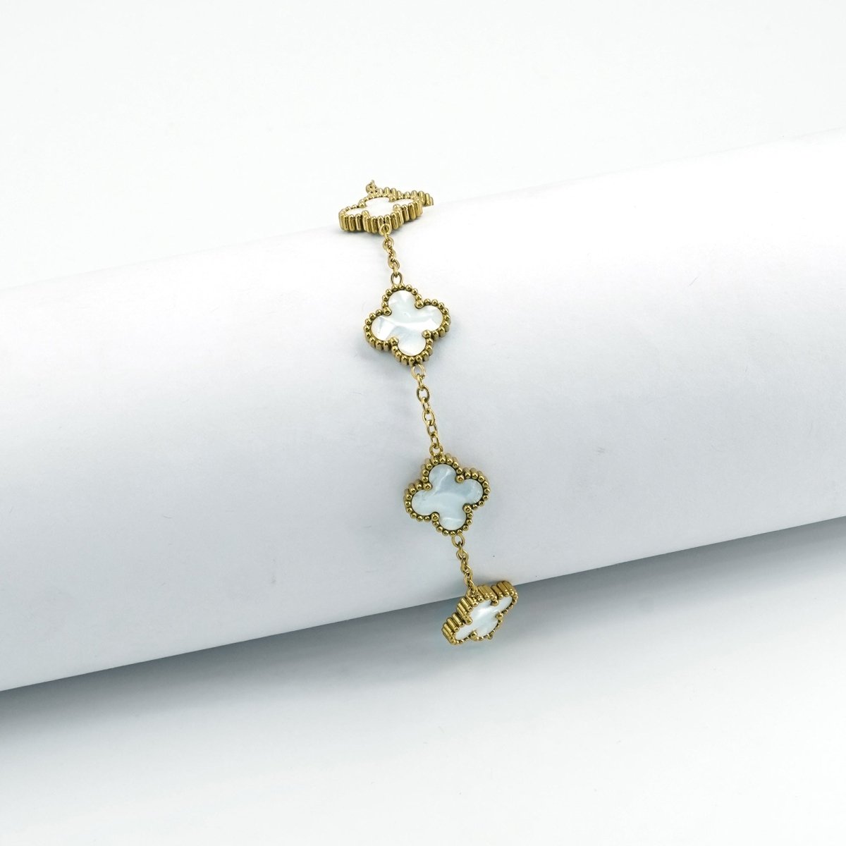 Artklim Gold Plated White Clover Bracelet