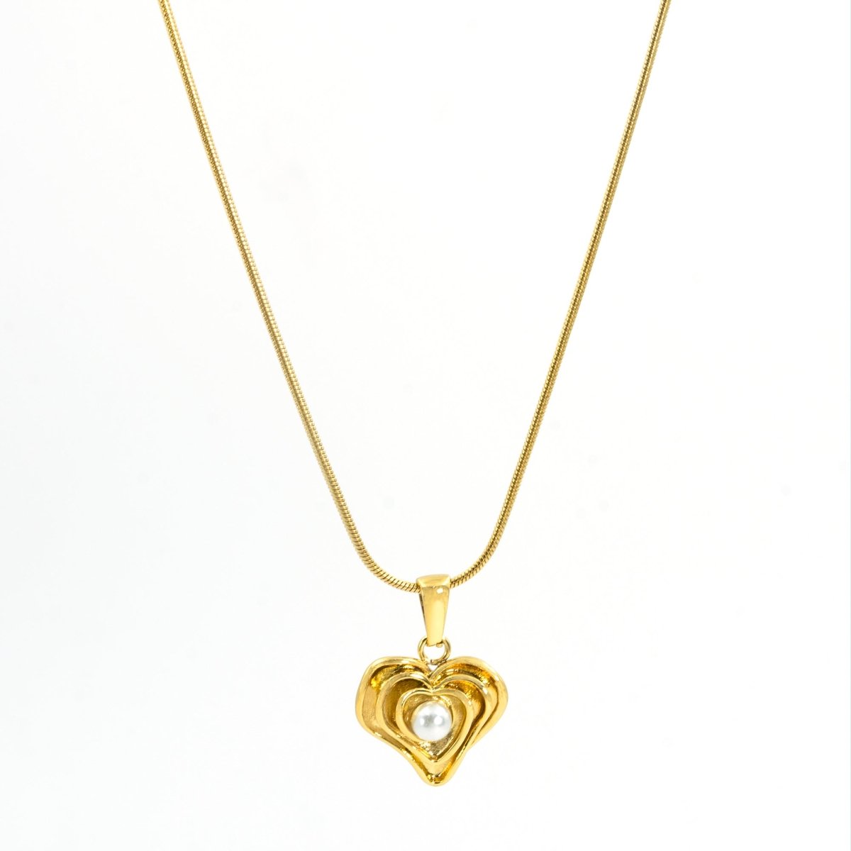 Artklim Gold Plated Heart And Pearl Pendant Necklace