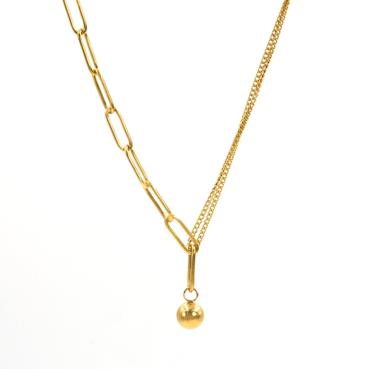 Artklim Gold Plated Round Pendant Double Layered Necklace