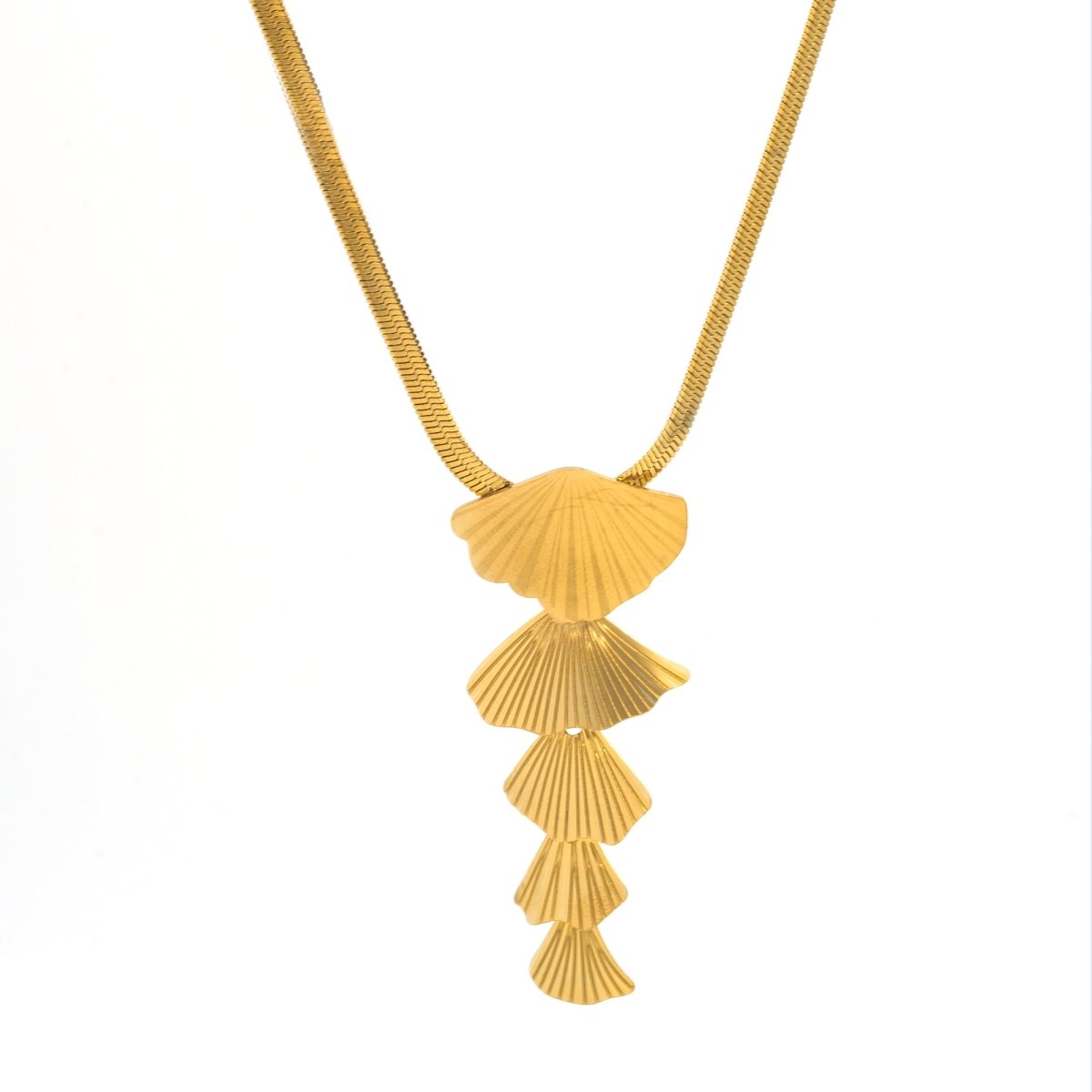 Artklim Gold Plated Ginkgo Leaves Pendant Necklace