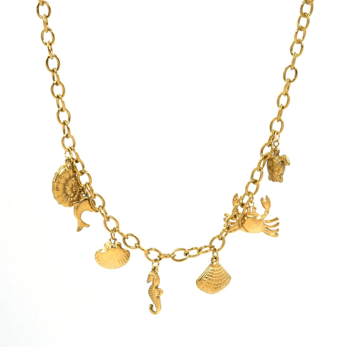 Artklim Gold Plated Sea Shore Charms Pendant Necklace