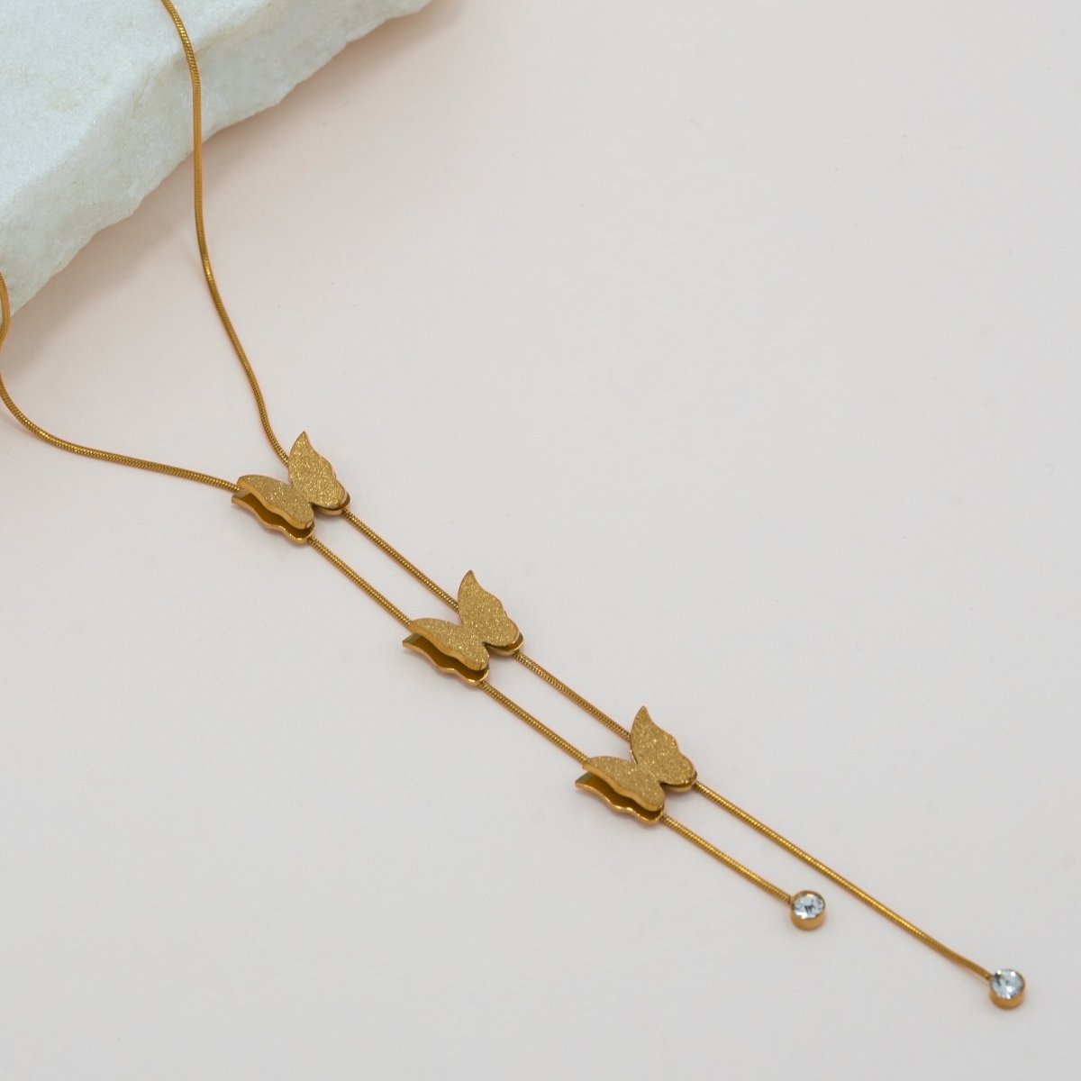 Artklim Gold Plated Butterfly Long Chain Necklace