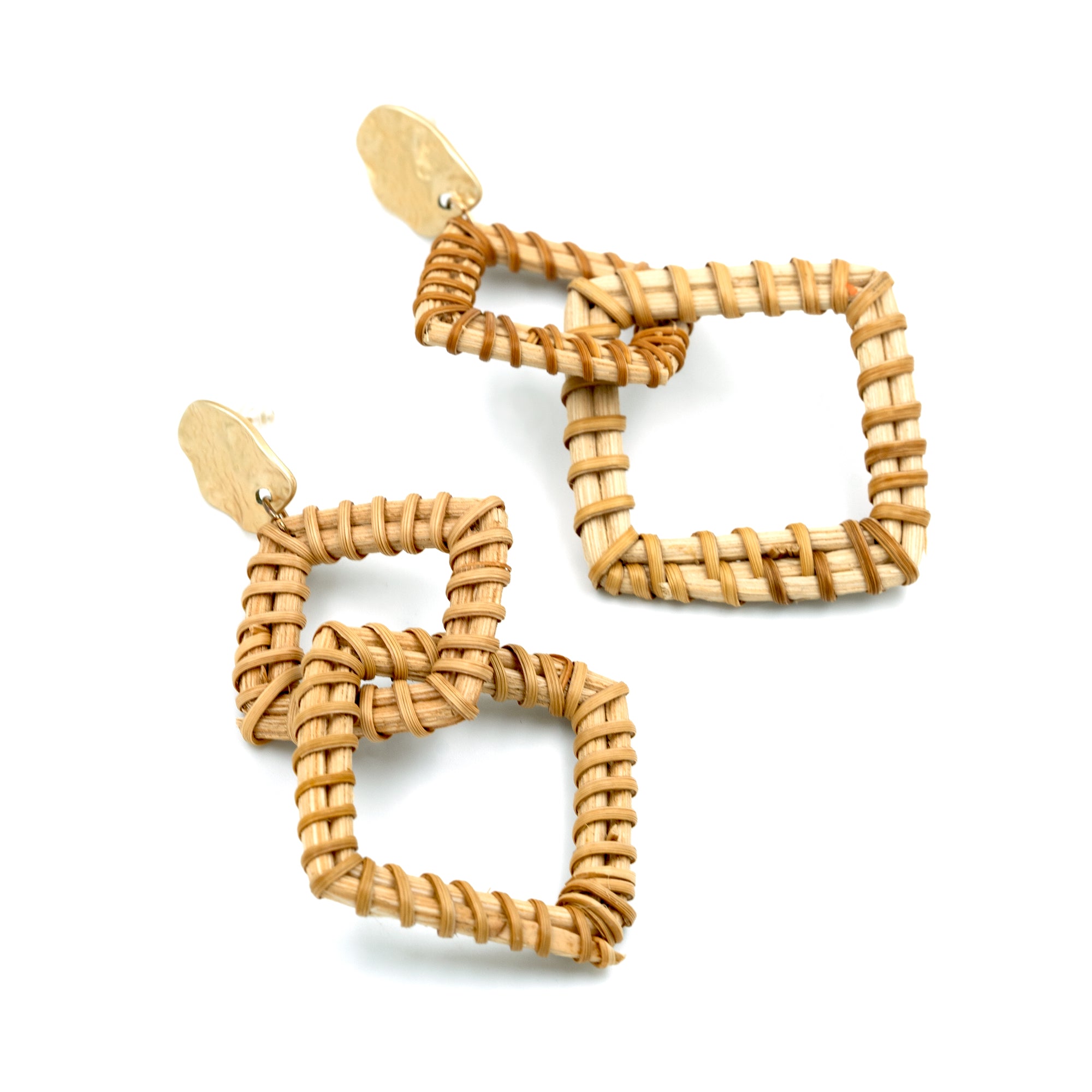 Artklim Handcrafted Rattan Geometric Dangle Earrings