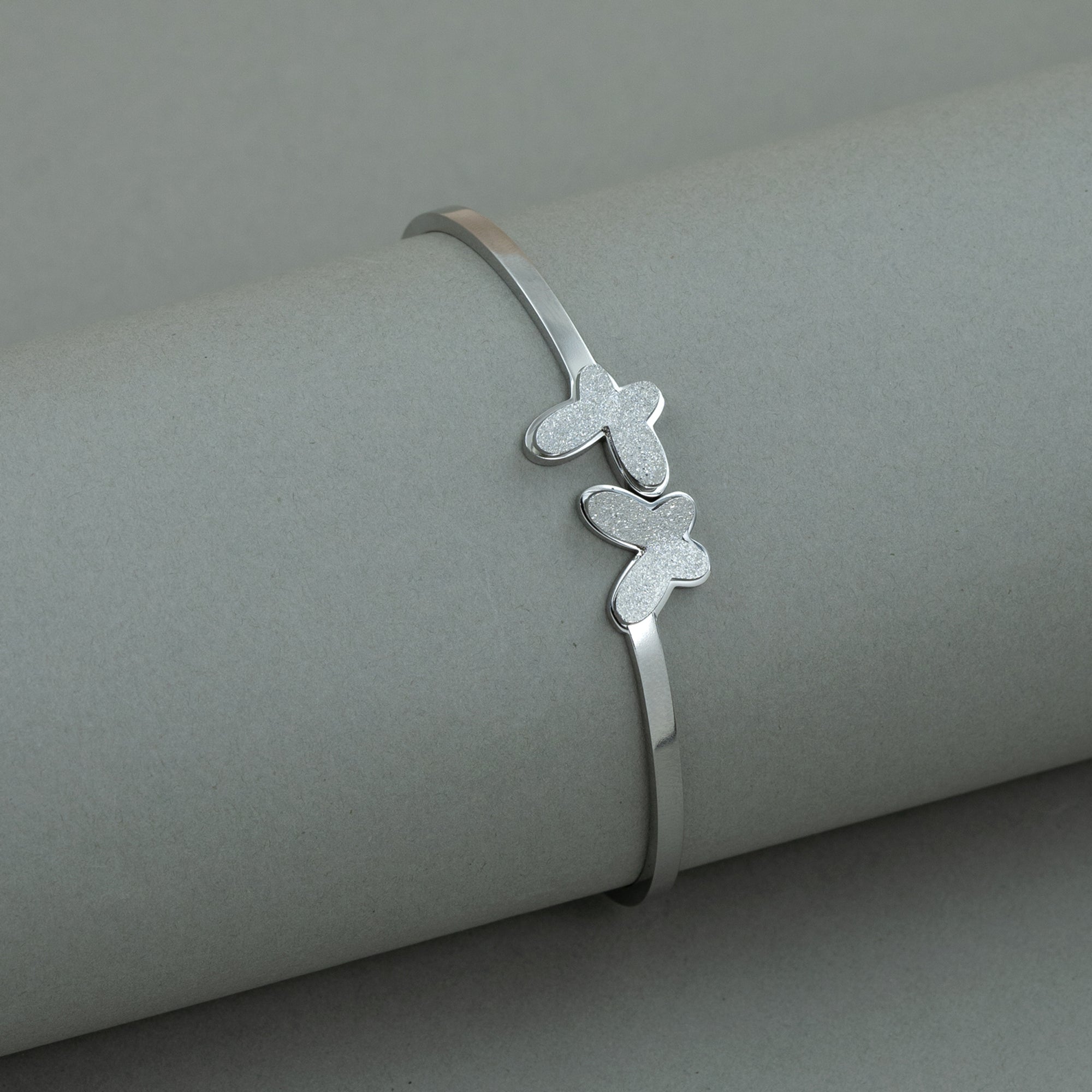 Artklim Silver Plated Butterfly Bangle Bracelet