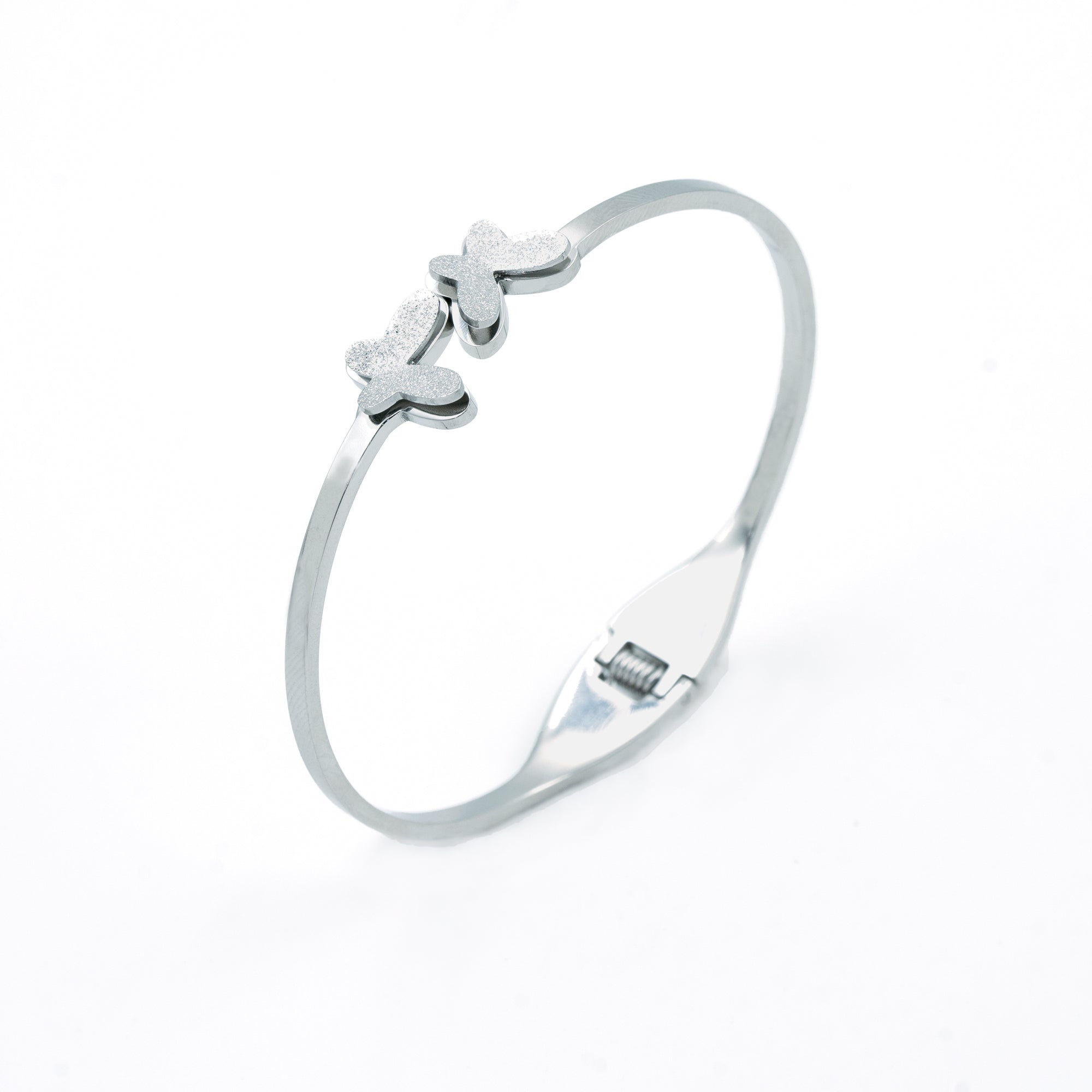 Artklim Silver Plated Butterfly Bangle Bracelet