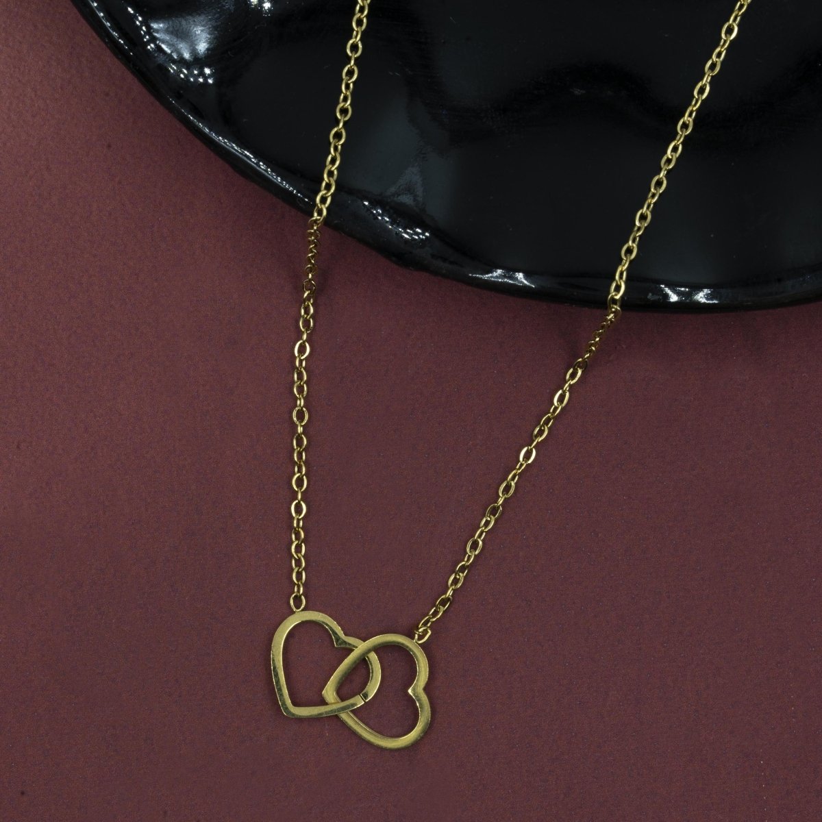 Artklim Gold Plated Two Hearts Pendant Necklace
