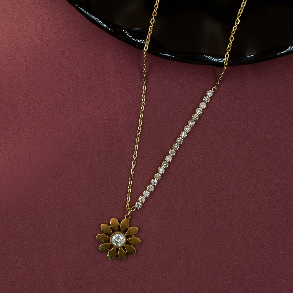 Artklim Gold Plated Sunflower Pendant Necklace