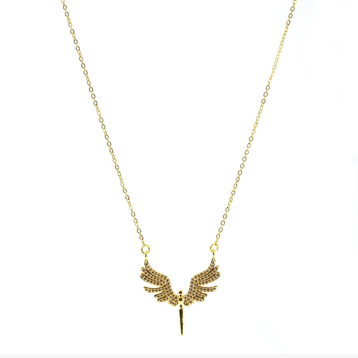 Artklim Gold Plated Studded Phoenix Pendant Necklace