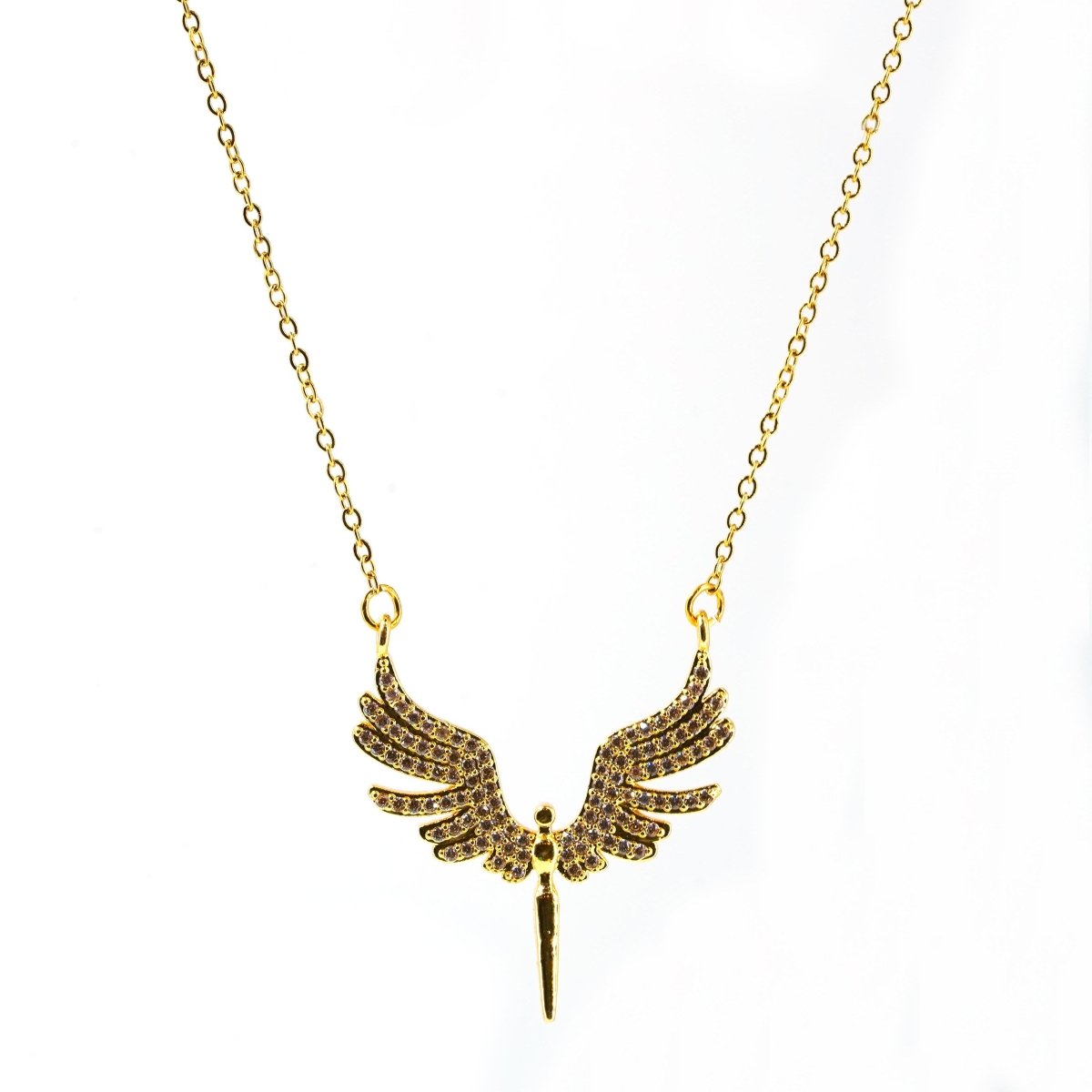 Artklim Gold Plated Studded Phoenix Pendant Necklace