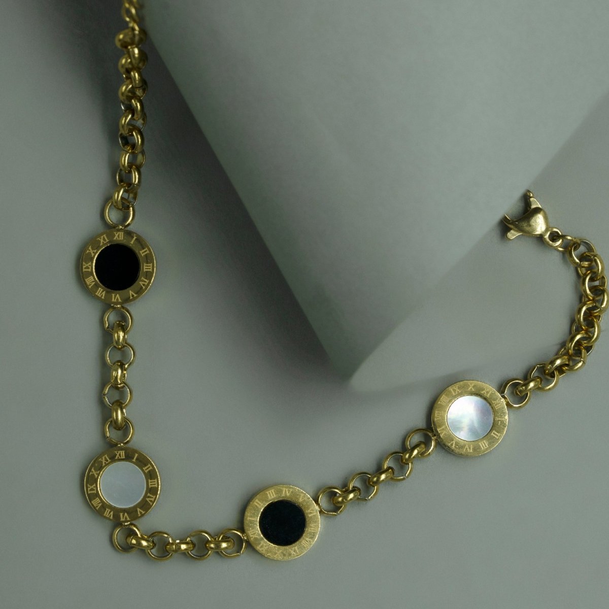 Artklim Gold Plated Roman Numerals Charms Bracelet