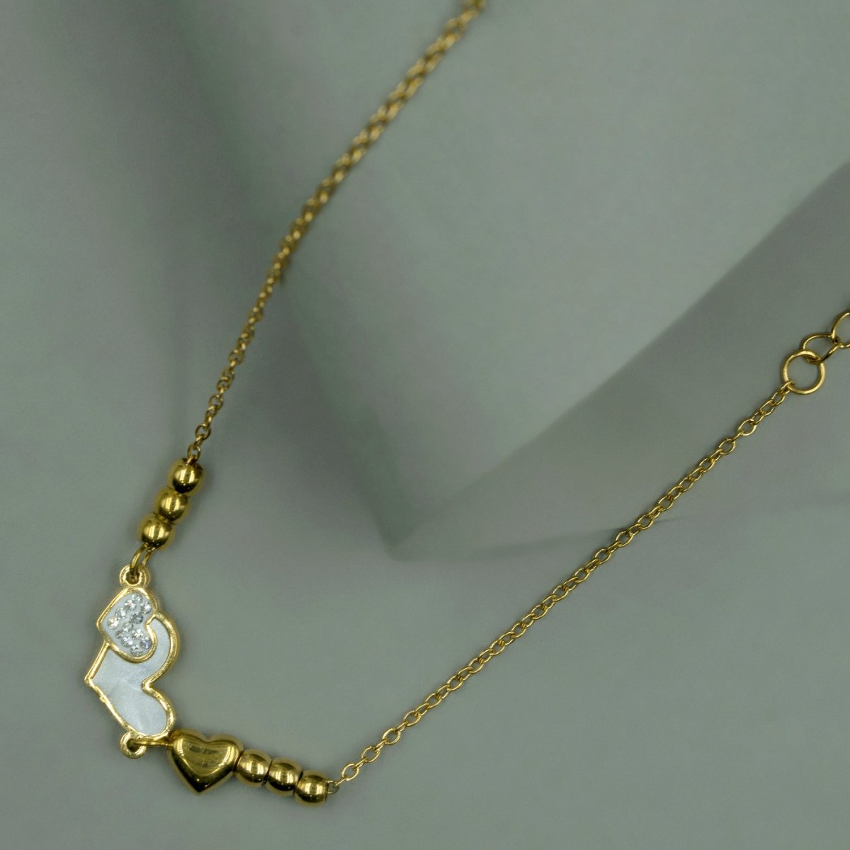 Artklim Gold Plated White Hearts Bracelet