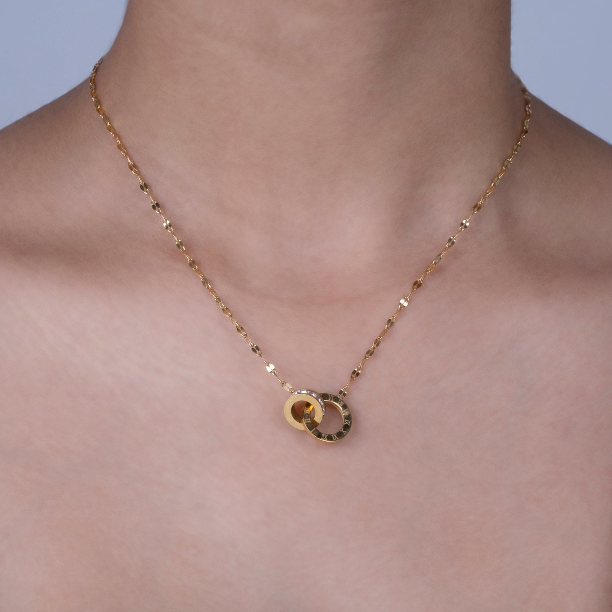 Artklim Gold Plated Linked Circles Pendant Necklace